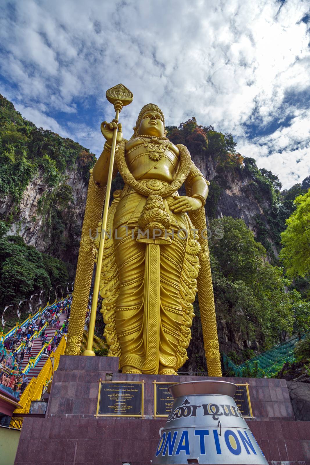 Batu Caves Lord Murugan Statue and entrance near Kuala Lumpur Malaysia.