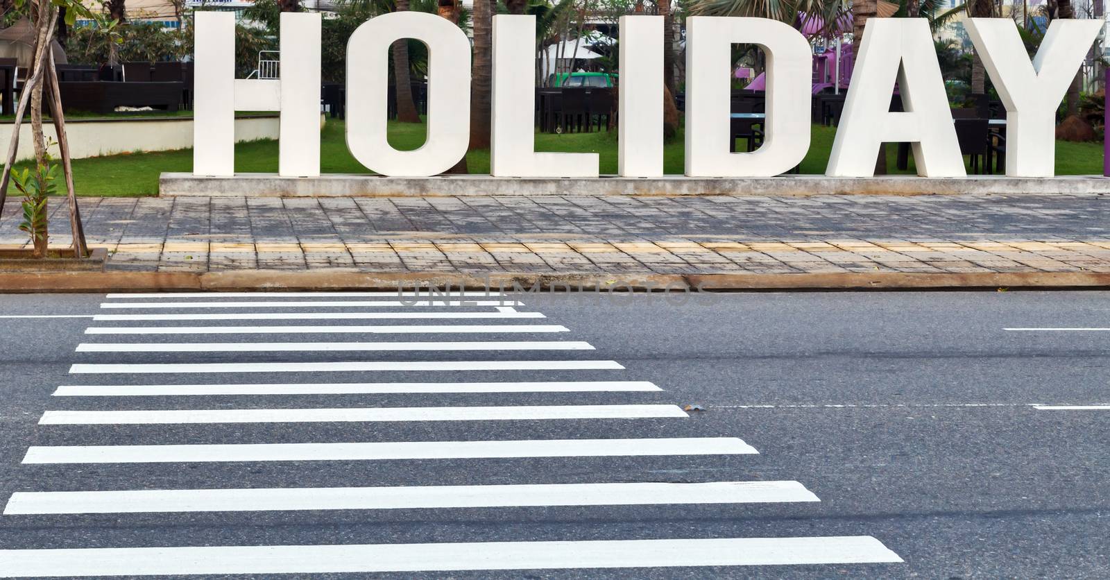 pedestrian crosswalk on business traffic road Holiday