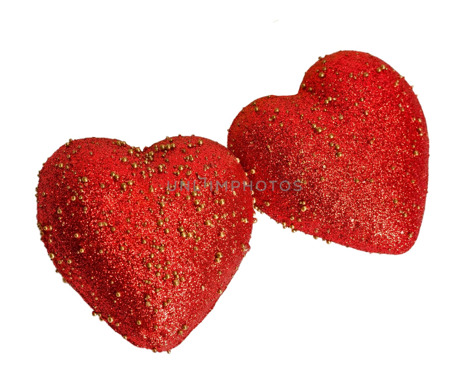 decor christmas red hearts isolated on white background
