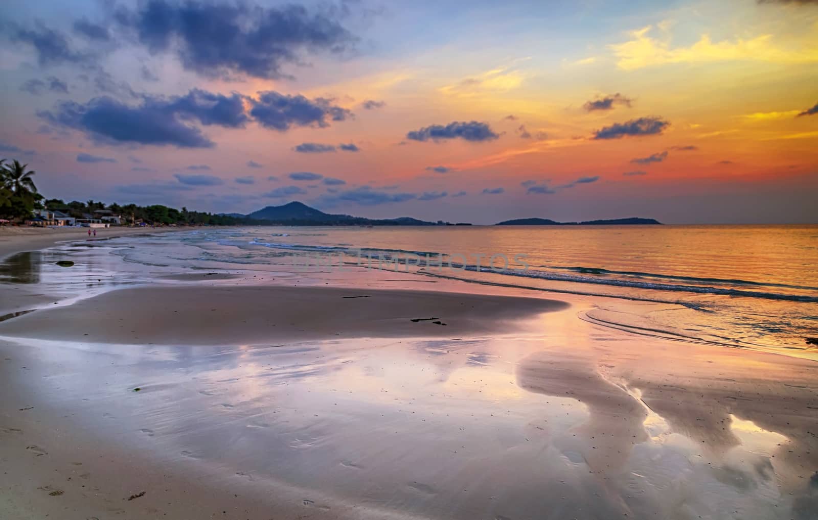 sky scenery at sunrise in the morning sand beach background abstract blur