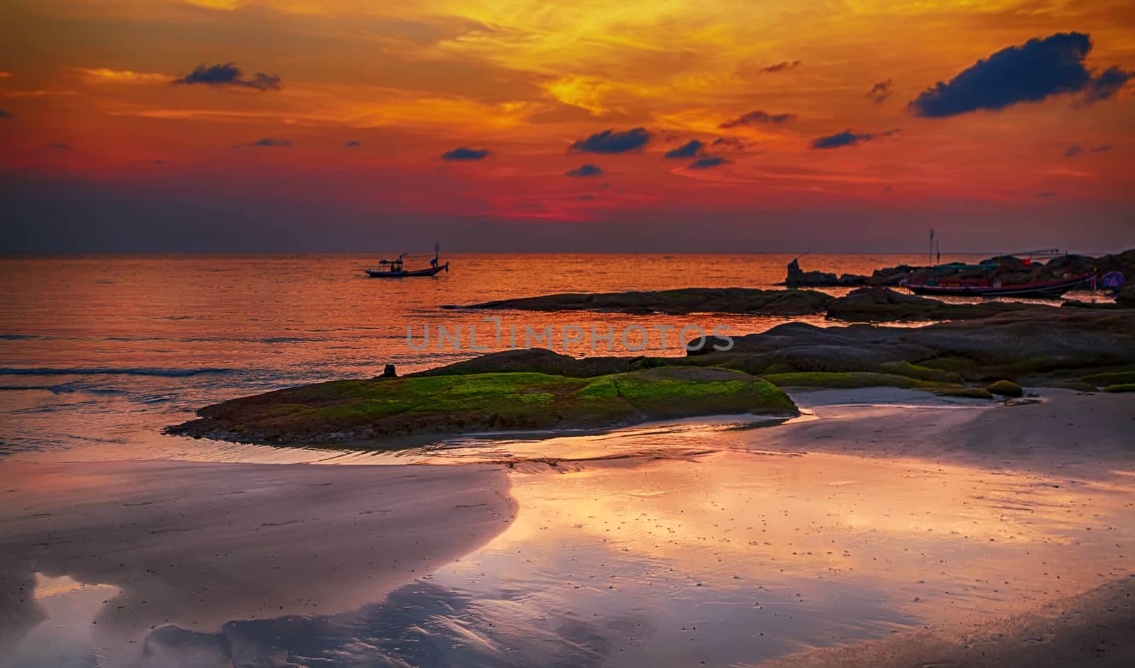 sunrise low tide sand beach background abstract blur