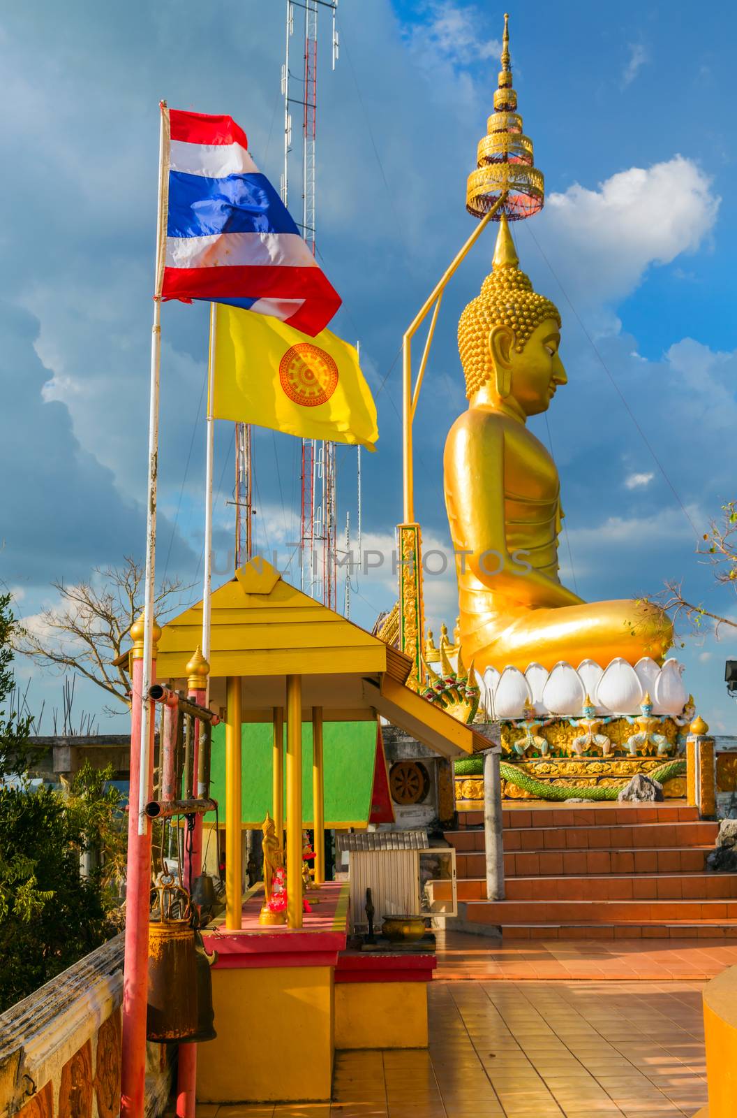 Aerial view Buddha in Tiger Cave Temple Wat Tham Sua Krabi Province Thailand