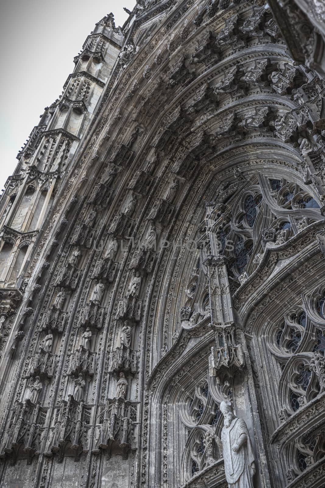 architectural detail of the Roman Catholic cathedral Saint Gatien in Tours, Indre et Loire, France