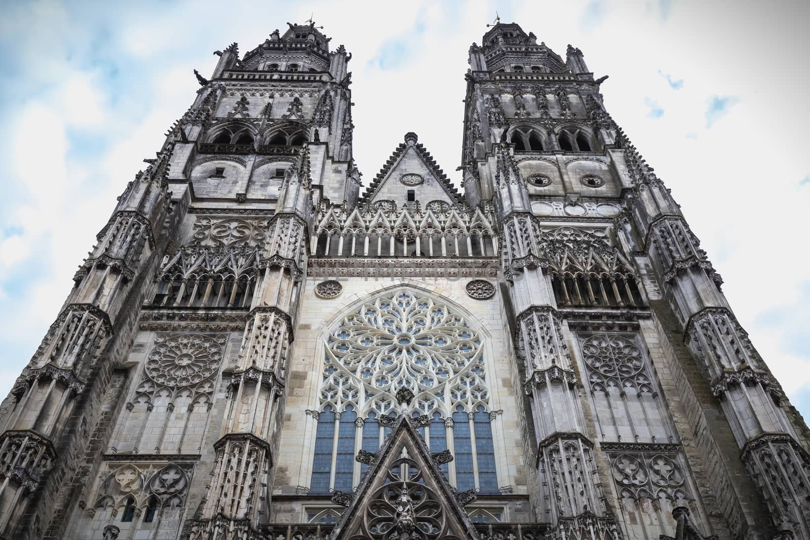 architectural detail of the Roman Catholic cathedral Saint Gatien in Tours, Indre et Loire, France