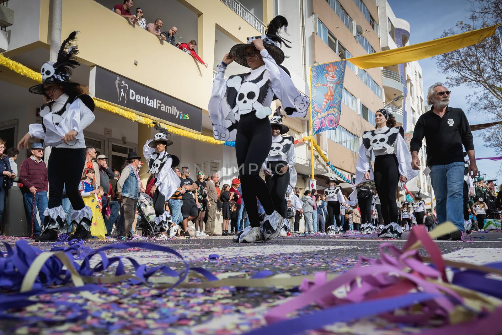 dancers parading in the street in carnival of Loule city, Portug by AtlanticEUROSTOXX