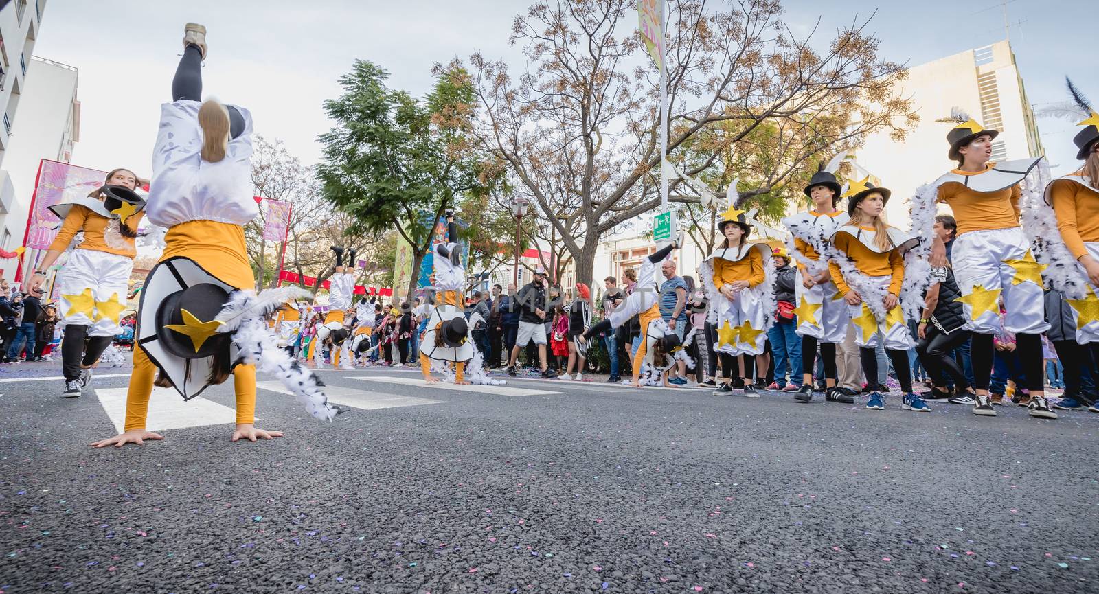 dancers parading in the street in carnival of Loule city, Portug by AtlanticEUROSTOXX