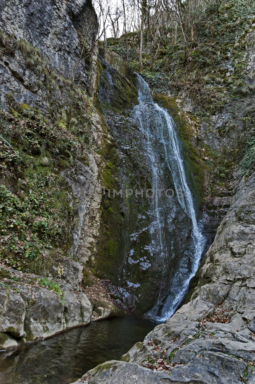 Autumn general view of waterfall Skoka or  Jump of river Kozniza in Central Balkan, near to Teteven town, Bulgaria