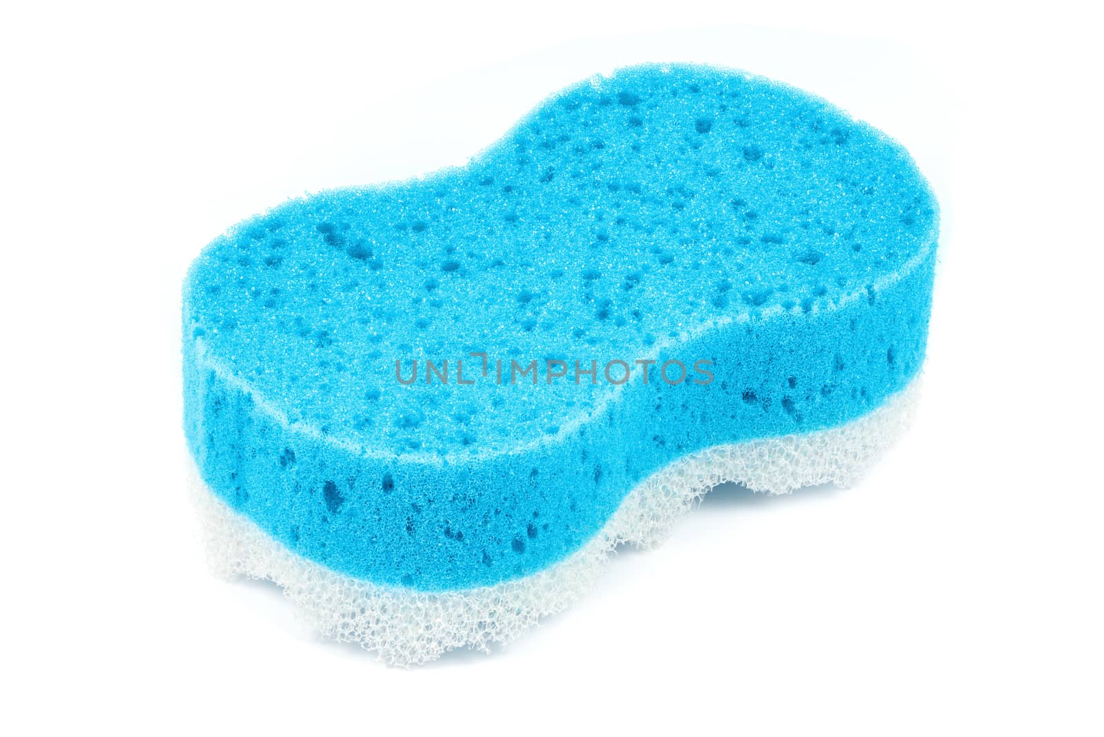 Blue bath massage sponge isolated on white background
