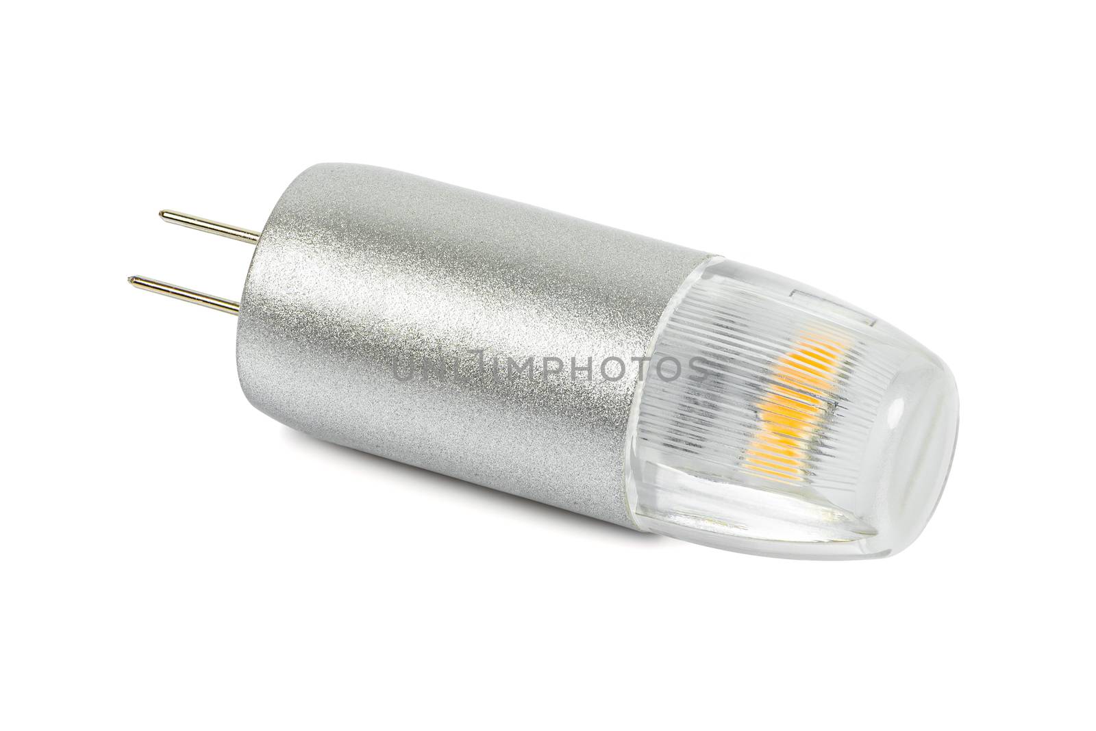 Modern G4 led bulb isolated on white background with clipping path