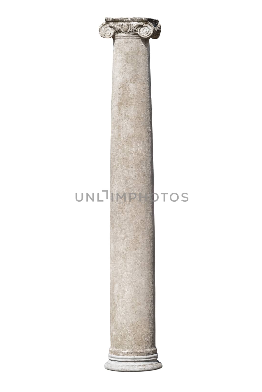 Ancient roman column isolated on white background with clipping path