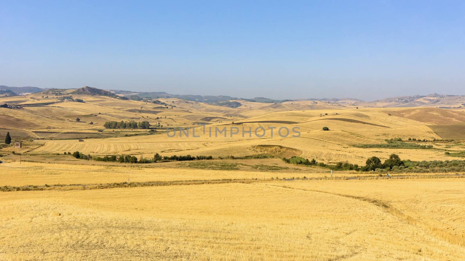 View of summer countryside landscape of Sicily, Italy