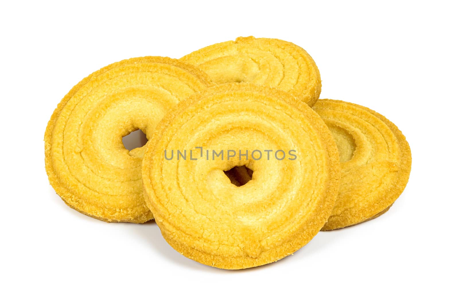 Butter cookies isolated on white background with clipping path