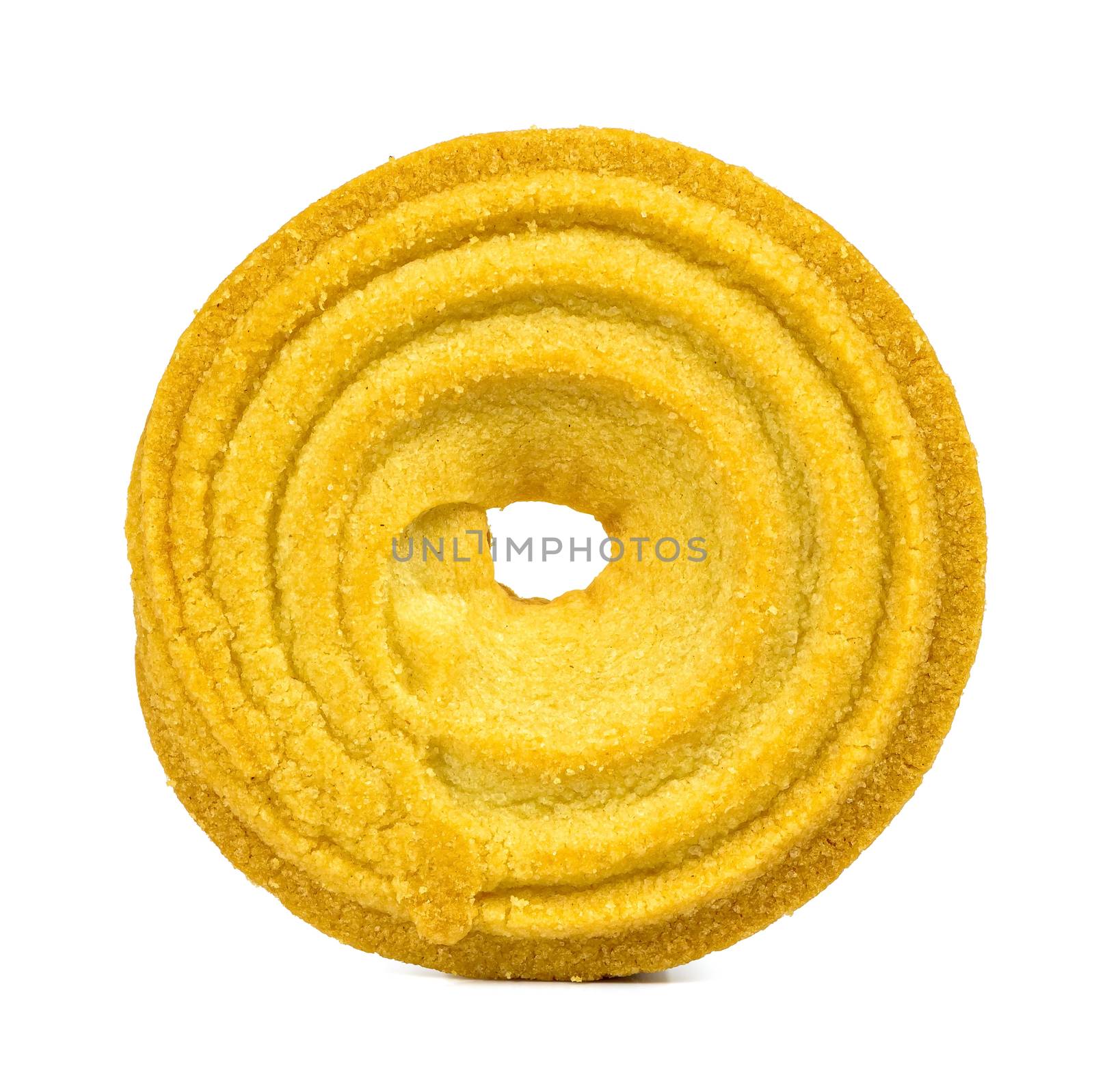 Single butter cookie on white background by mkos83