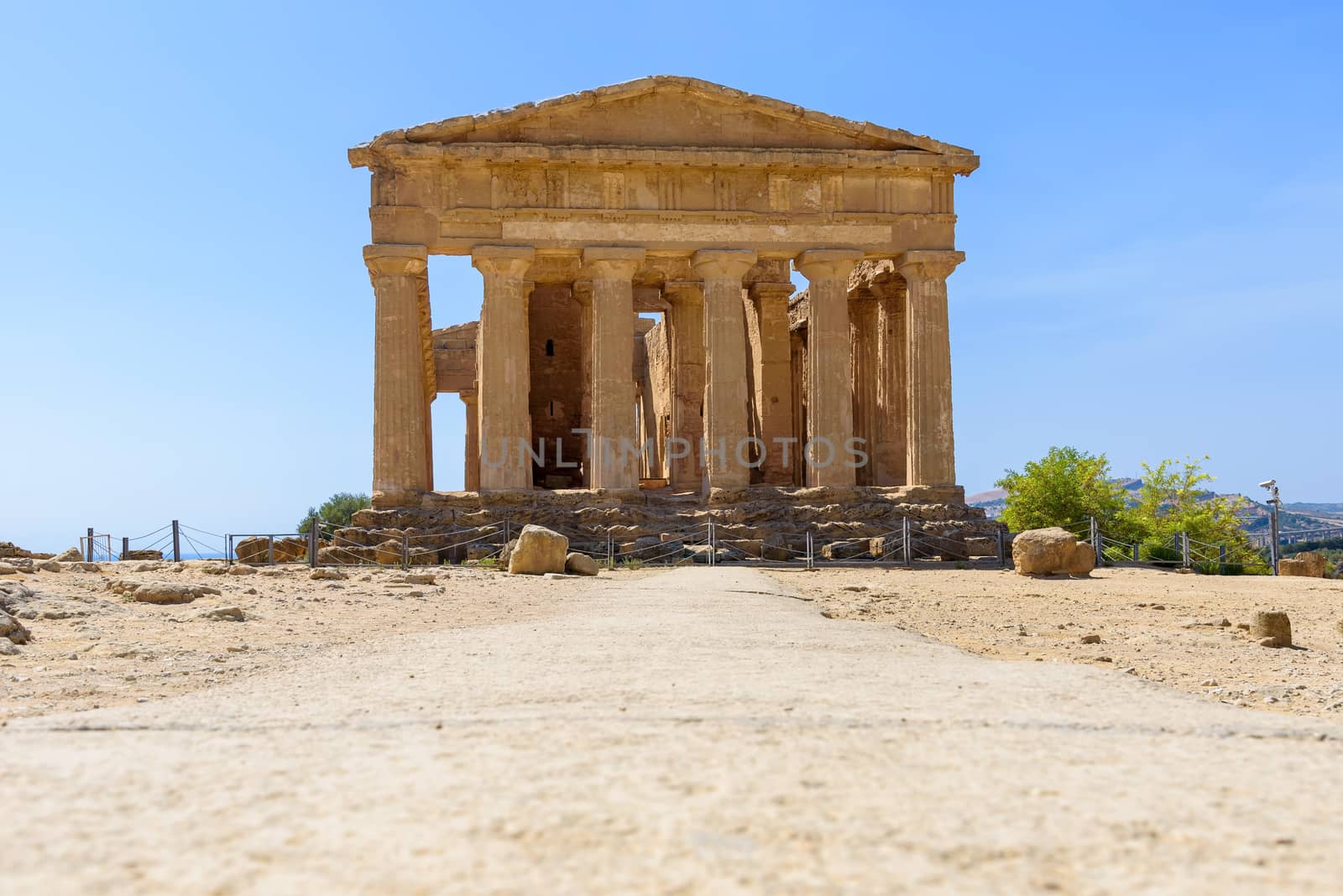 Ruins of the Temple of Concordia in the Valley of the Temples in Agrigento, Sicily, Italy