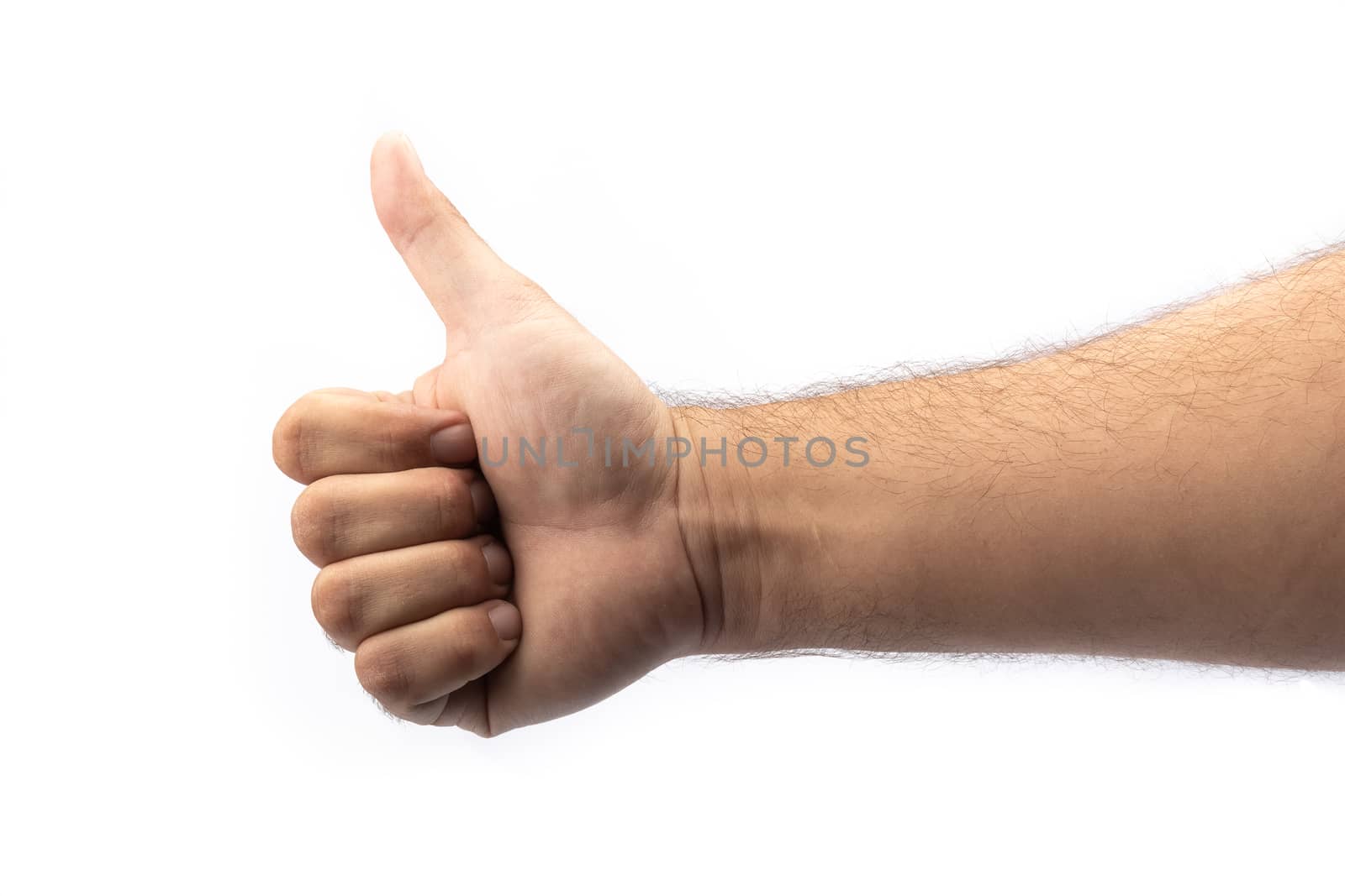 hand showing thumb on white background by AtlanticEUROSTOXX