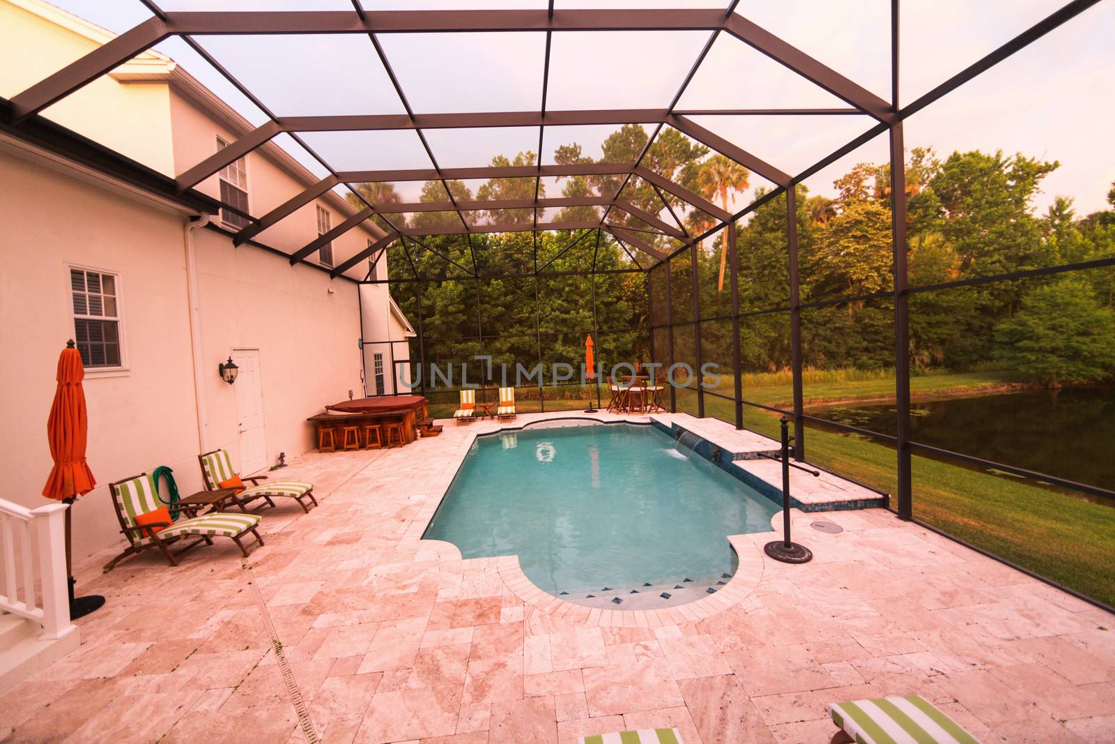 A Swimming Pool in Florida with a Lake View