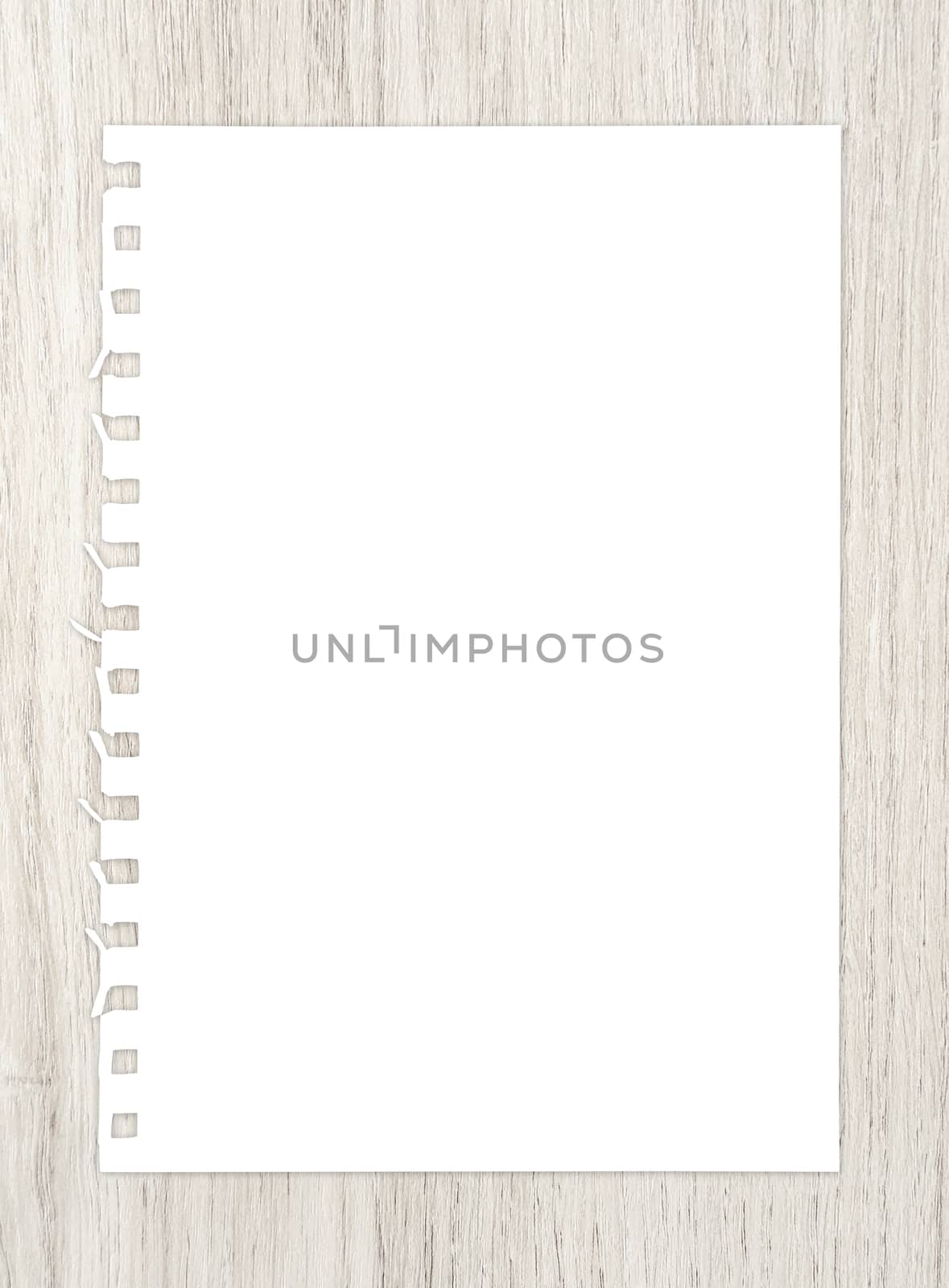 White paper sheet on wood for business  background.