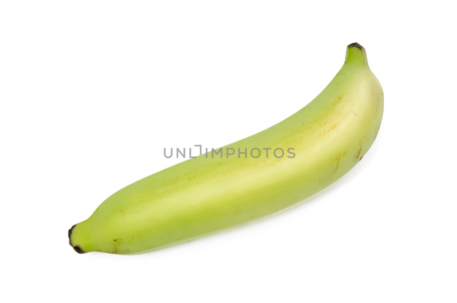 Single banana isolated on white background with clipping path.