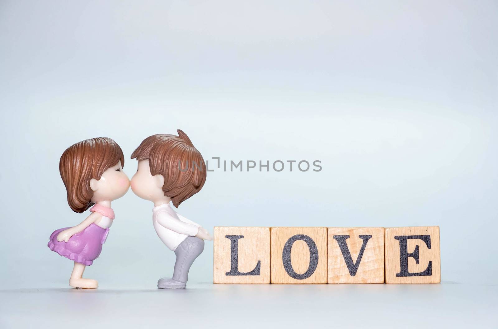 The Miniature doll of couple boy and girl kiss and have Wooden a by Bonn2210