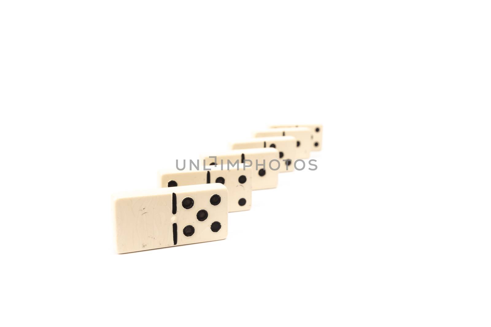 game dominoes rectangular bottom plastic range of the white background in studio