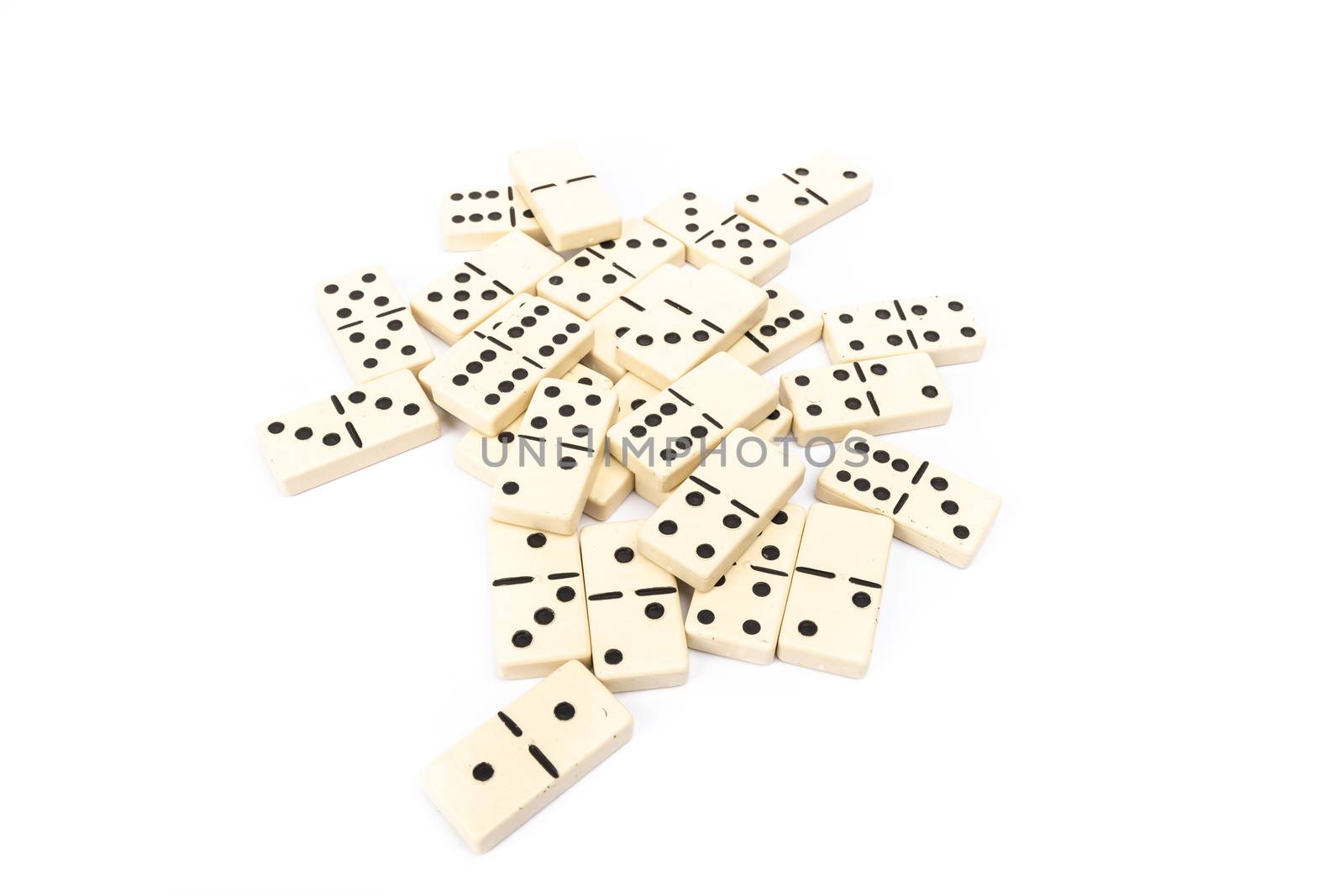 game dominoes rectangular bottom plastic range of the white background in studio