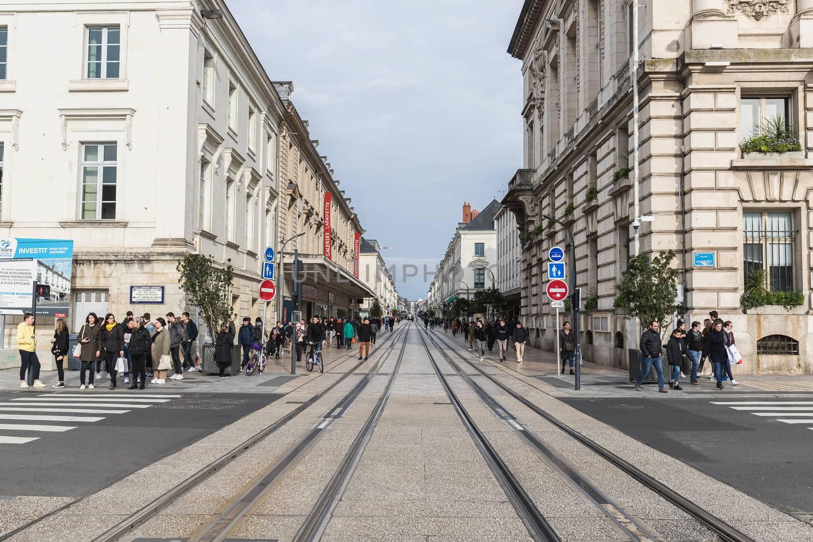 Street ambiance and architecture in a pedestrian street in Tours by AtlanticEUROSTOXX