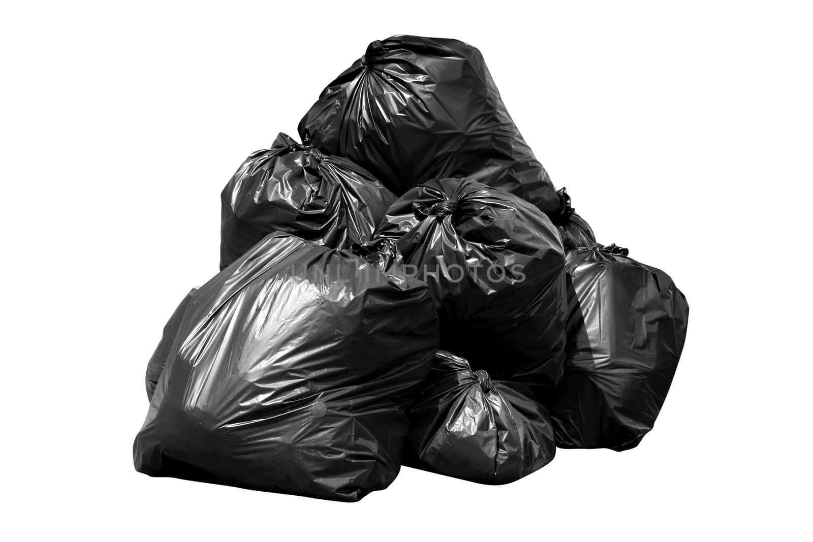 bin bag garbage, Bin,Trash, Garbage, Rubbish, Plastic Bags pile isolated on background white