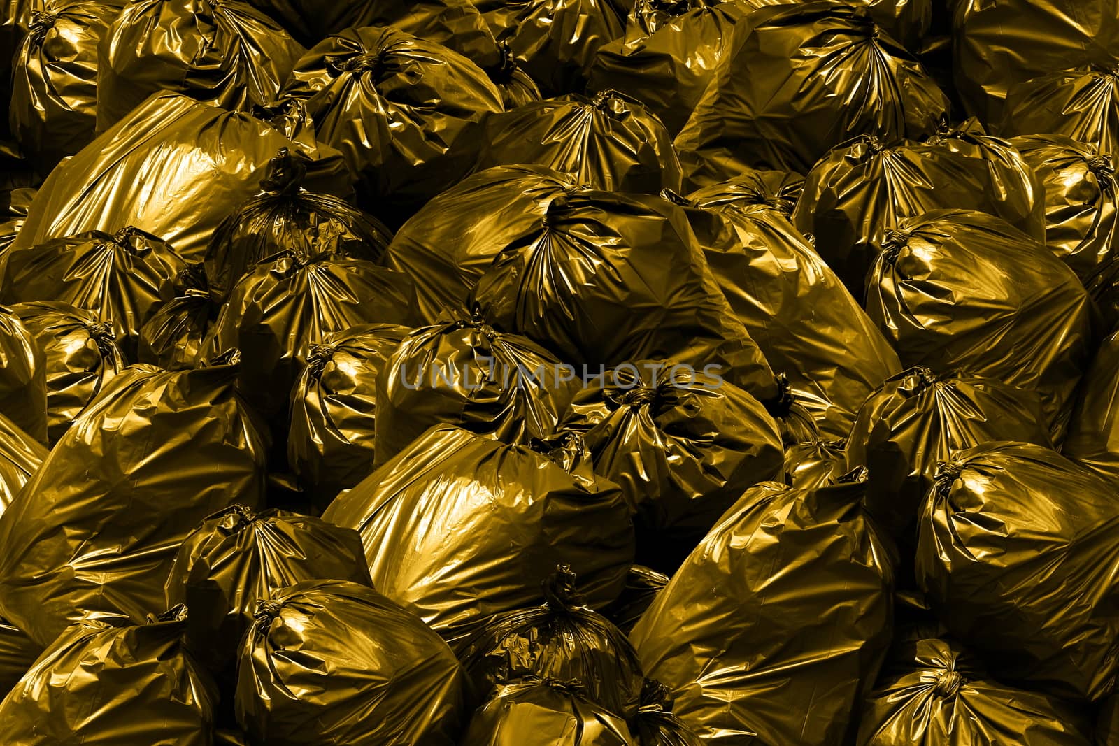 Bag plastic waste, Background garbage dump Pollution Garbage bags with yellow and gold, Bin,Trash, Garbage, Rubbish, Plastic Bags pile