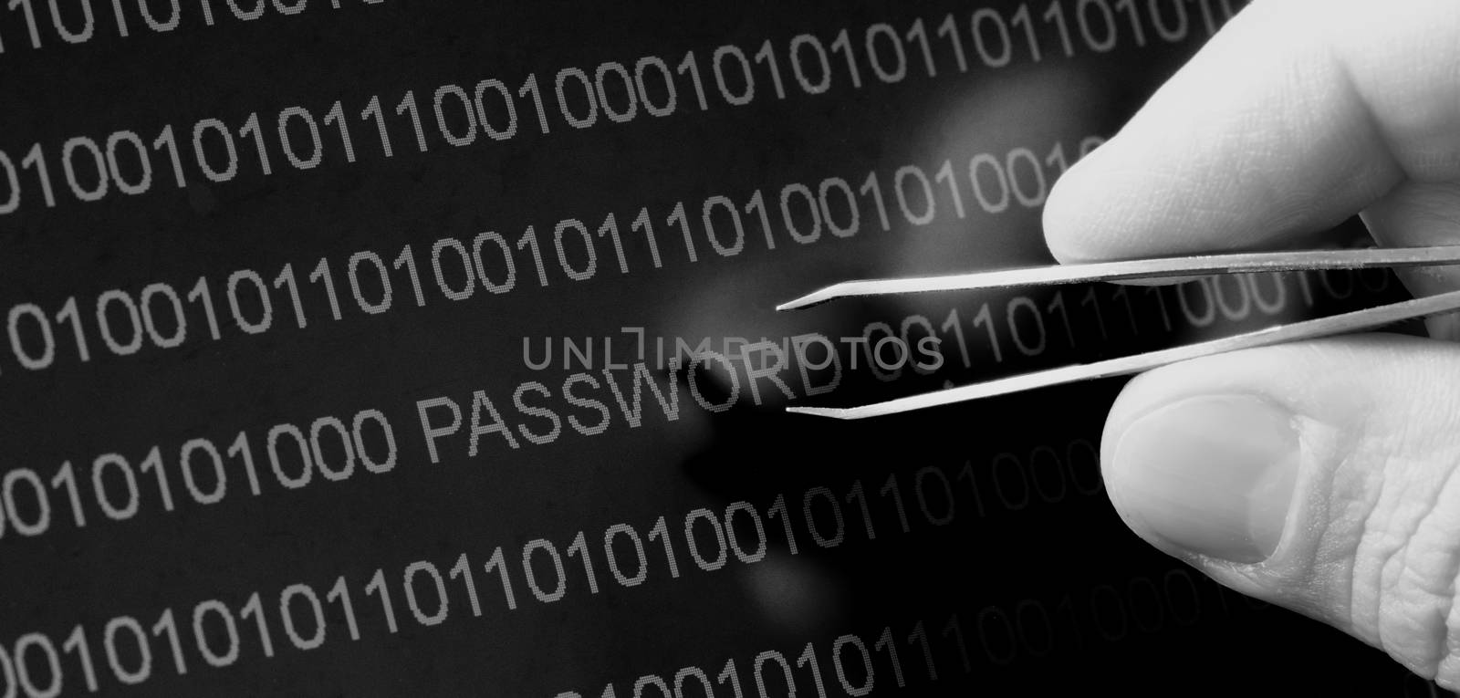 Binary code, password vulnerability taking out with tweezers by michaklootwijk