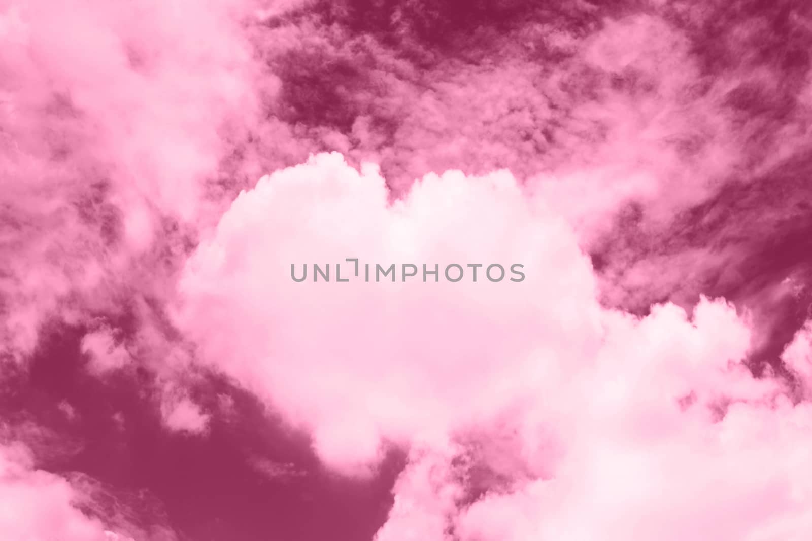 Heart shaped clouds in the pink sky, Valentine Background Pink Soft color themes sweet shaped clouds of Heart