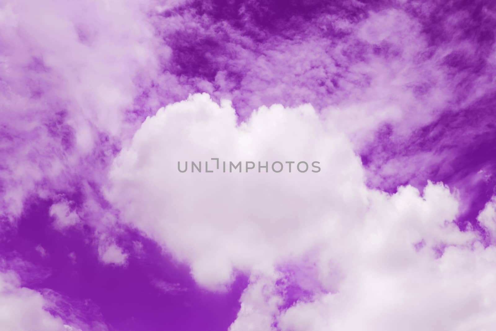 Heart shaped clouds in the purple sky, Valentine Background purple color themes sweet shaped clouds of Heart