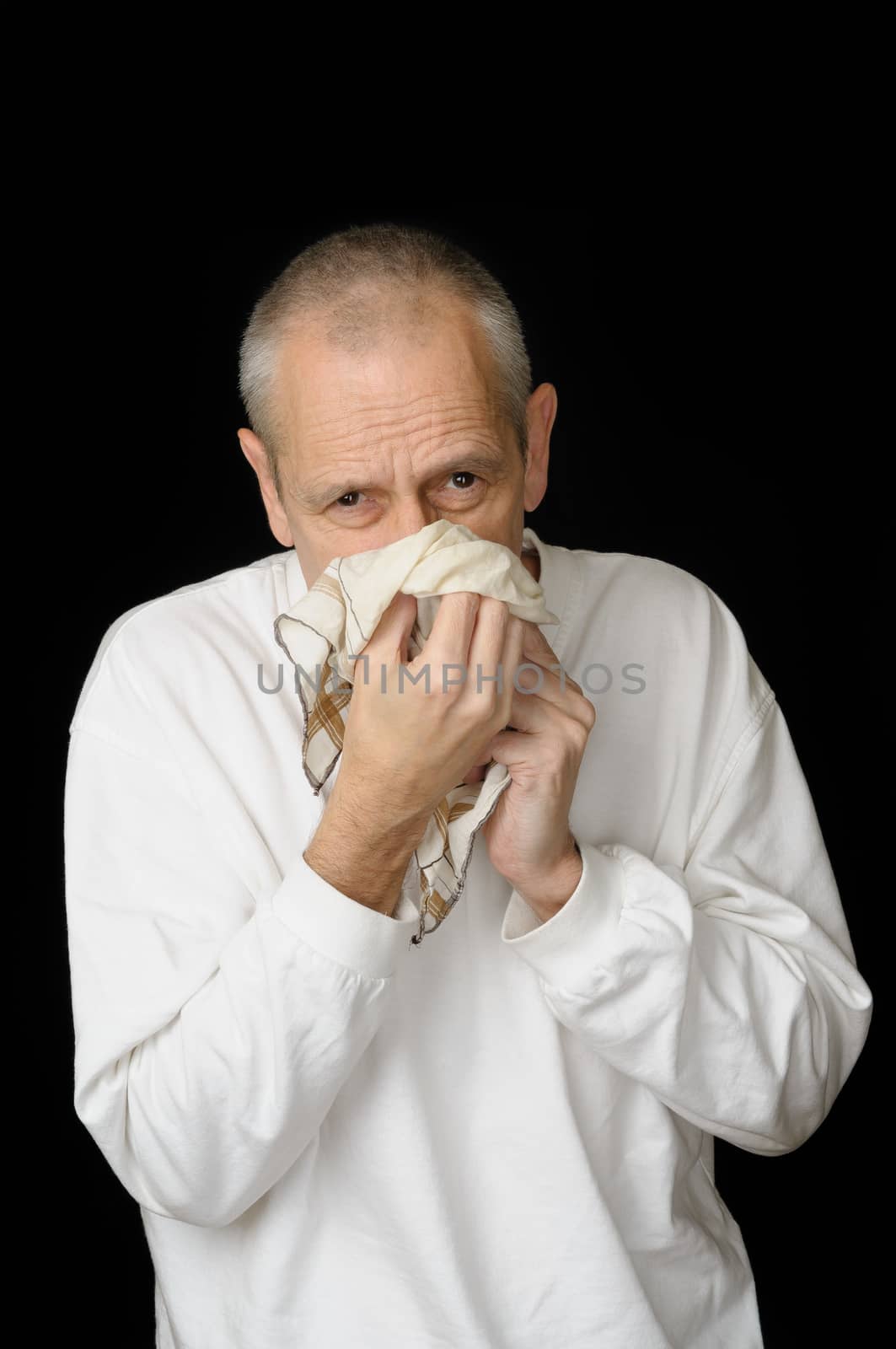 Sick Man with Cold holding handkerchief by MaxalTamor