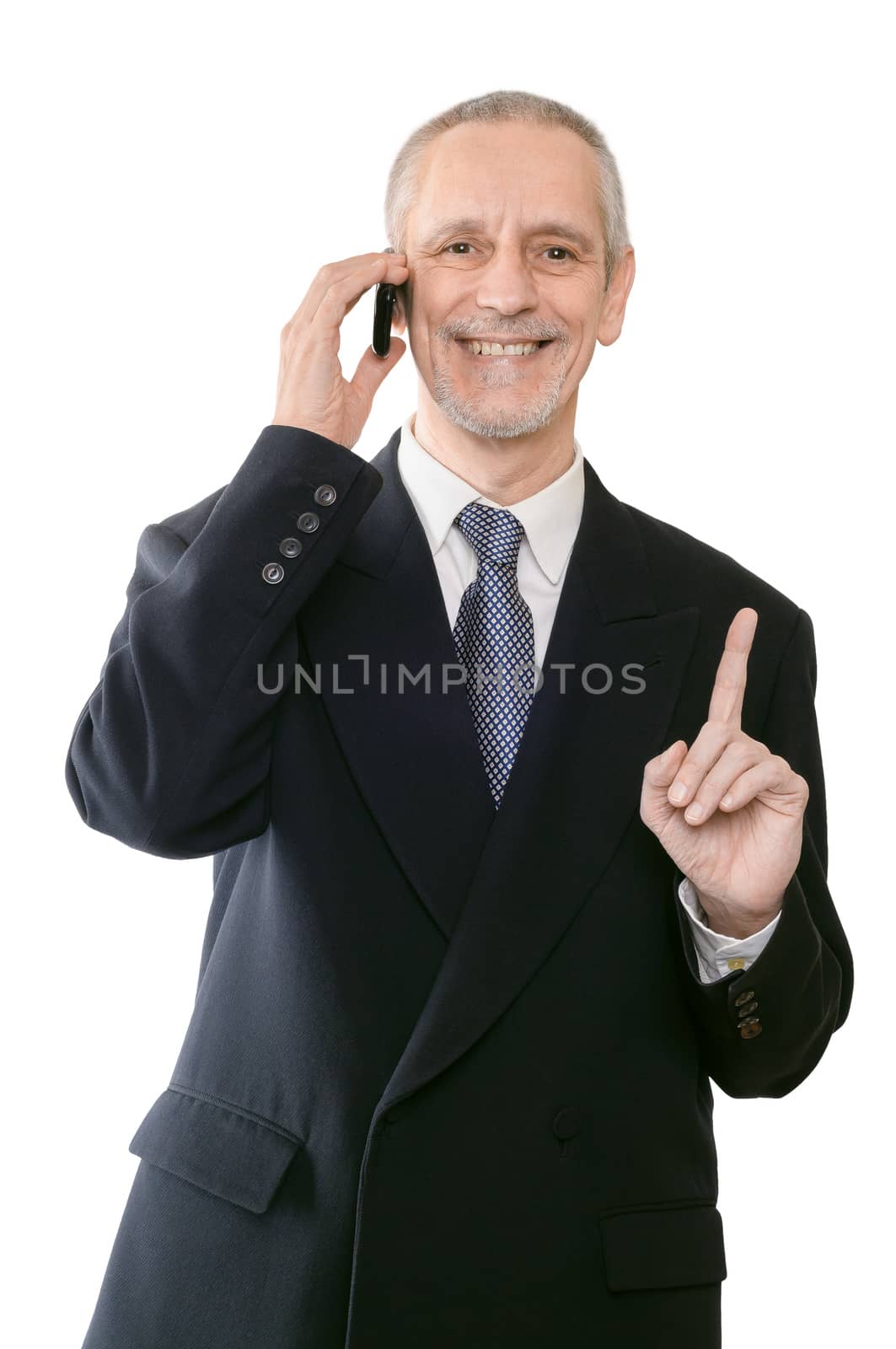 Cheerful and Smiling Businessman on Phone by MaxalTamor