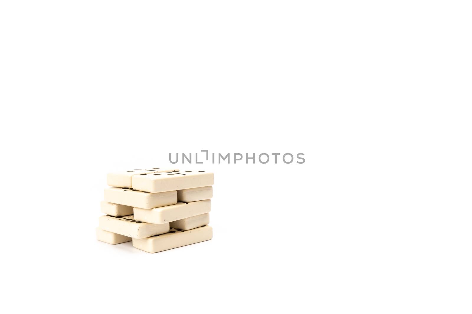 game dominoes rectangular bottom plastic range of the white background in studio