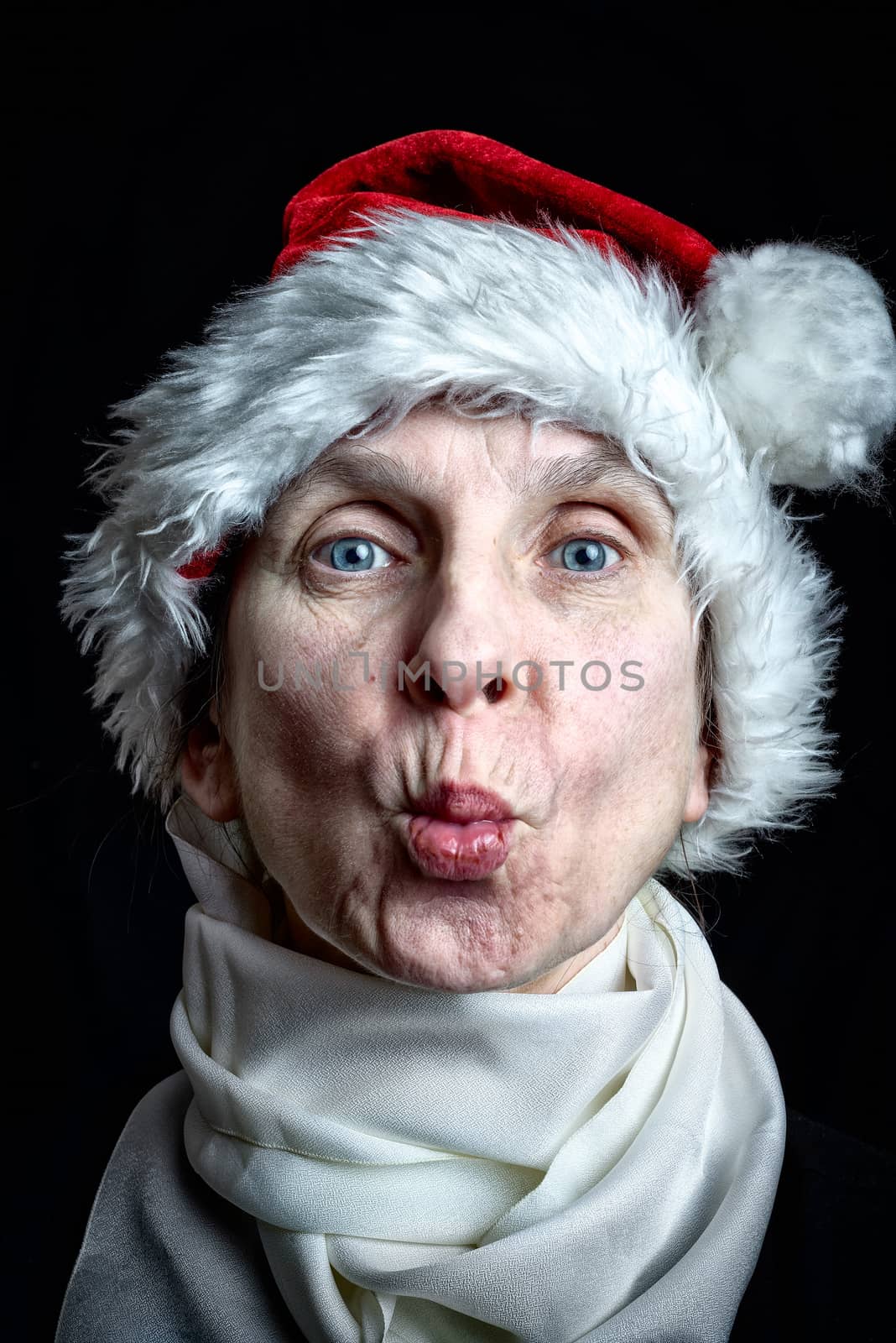 Adult woman with white beard disguised in Santa Claus by MaxalTamor