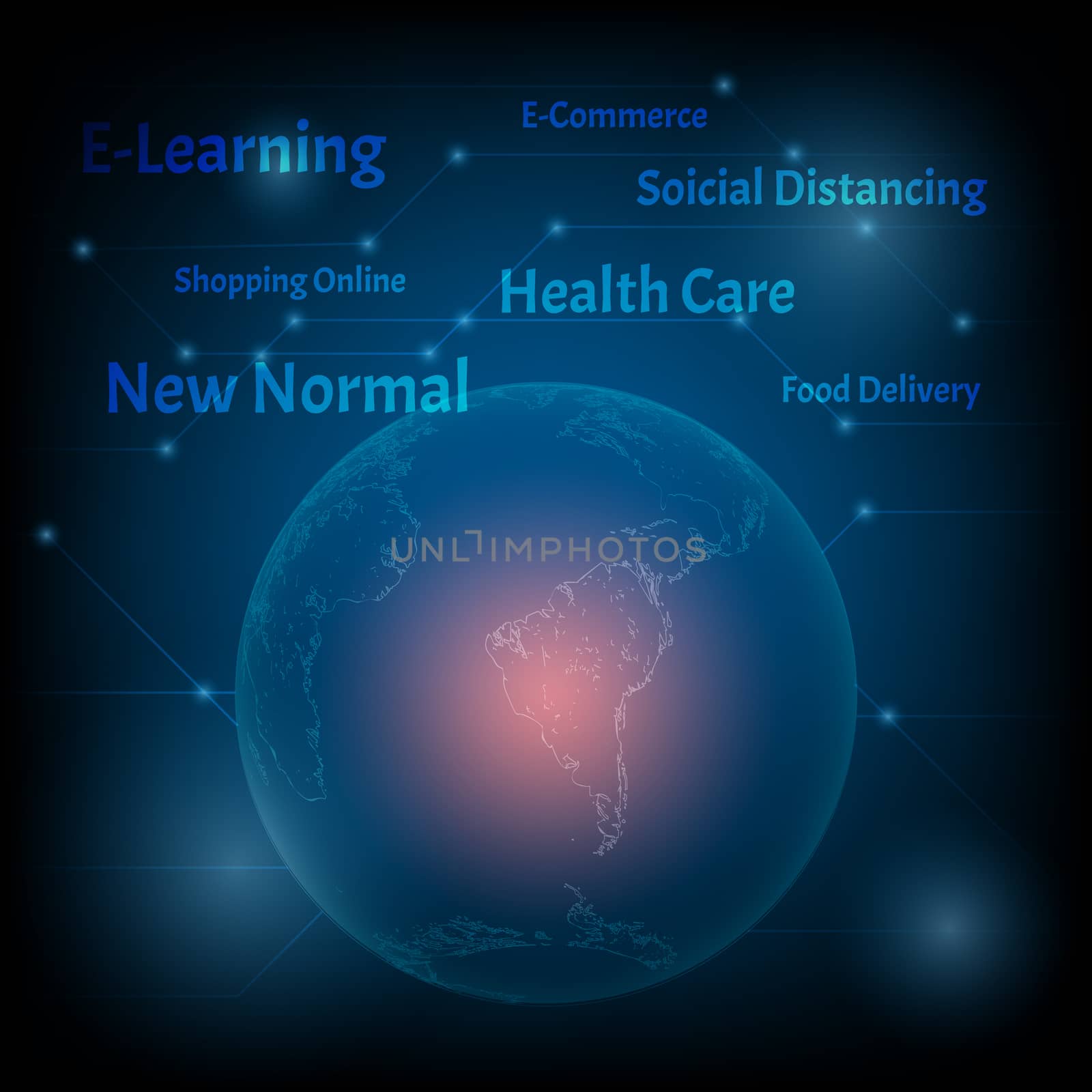 Text of new normal and earth on blue technology by iiinuthiii