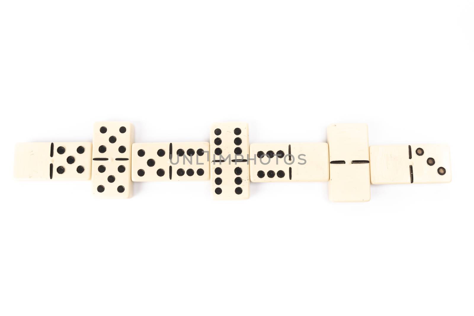 game dominoes rectangular bottom plastic range of the white background in studio