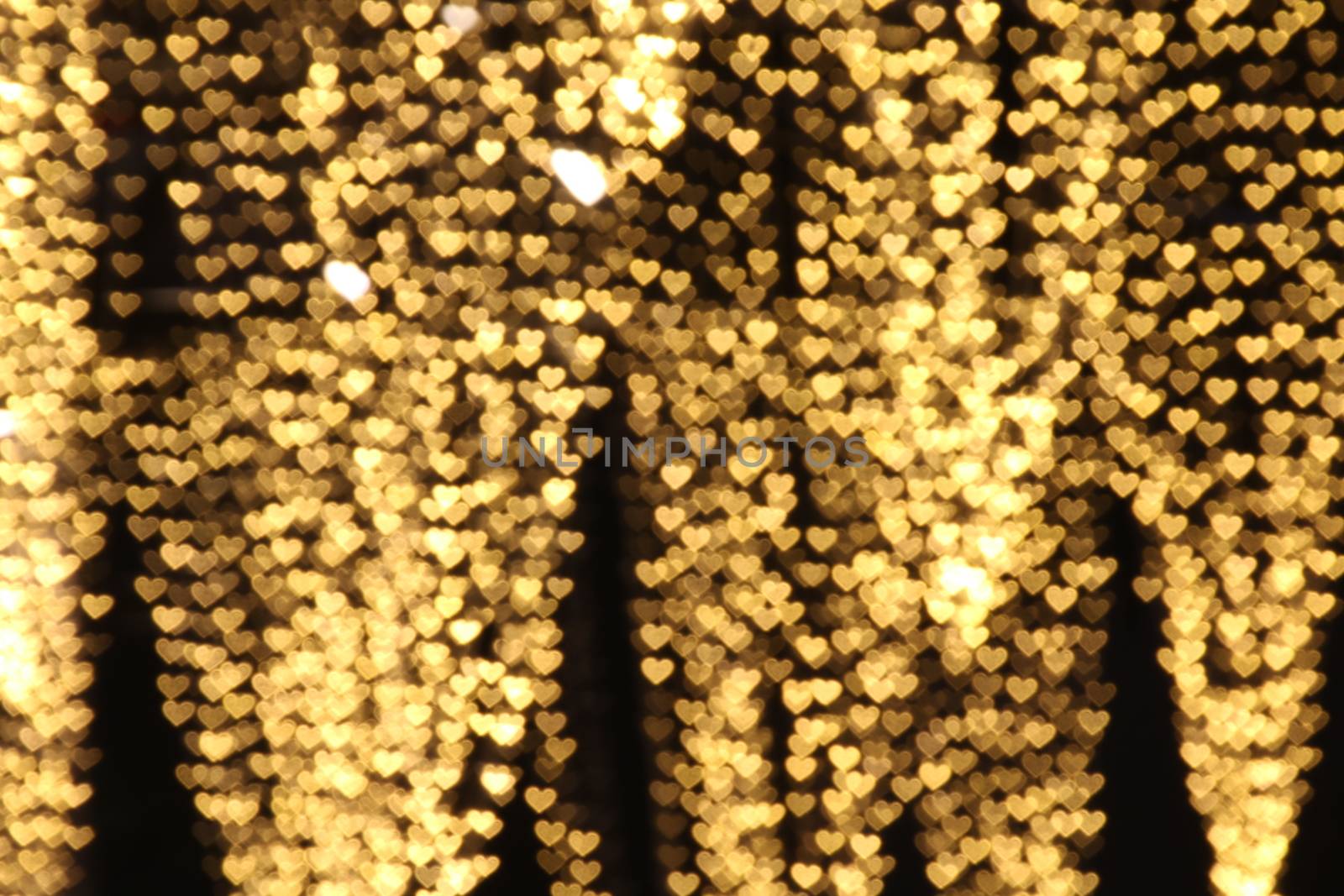 Yellow gold heart-shaped hanging valentine background Colorful lighting bokeh white for decoration night backdrop wallpaper blurred valentine, Love Pictures lighting heart shaped soft night abstract