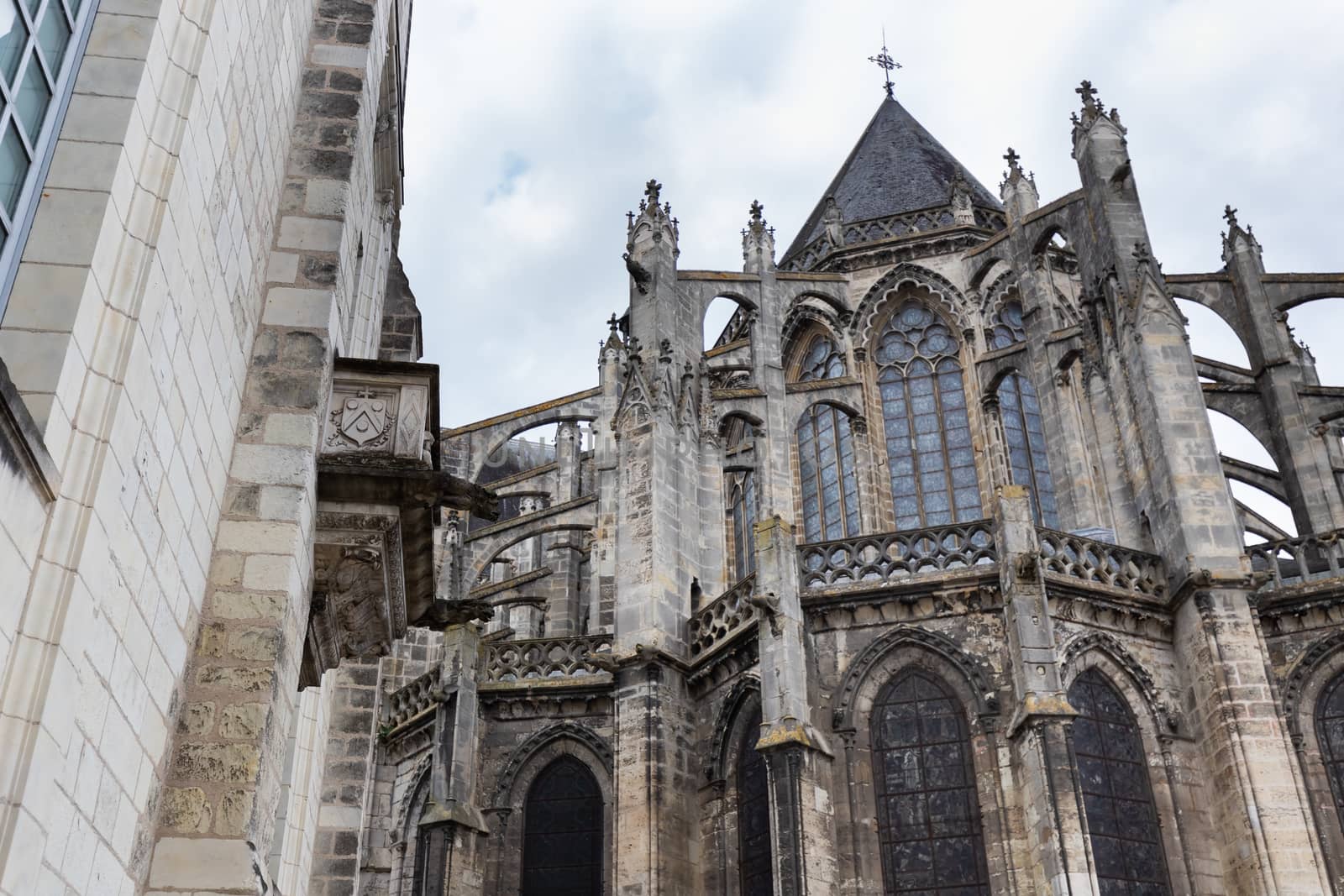 architectural detail of the Roman Catholic cathedral Saint Gatien in Tours, Indre et Loire, France