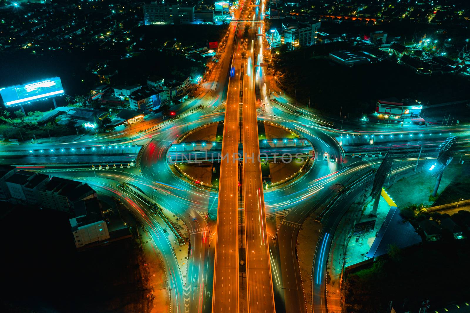 Expressway top view, Road traffic an important infrastructure in Thailand