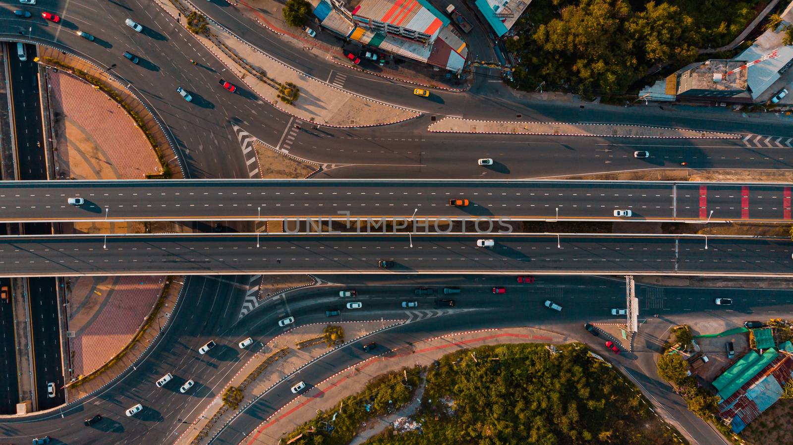 Expressway top view, Road traffic an important infrastructure by PlottyPhoto