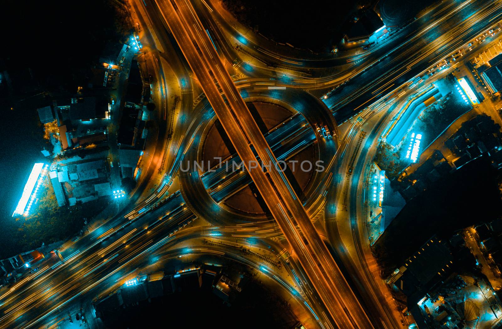 Expressway top view, Road traffic an important infrastructure by PlottyPhoto