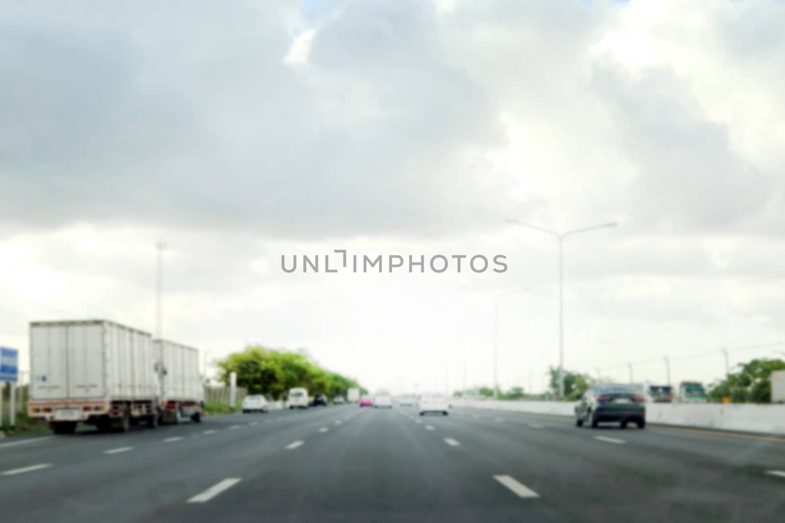 blur road background abstract of motorway, highway, Long Road way in city with car and two side of building home