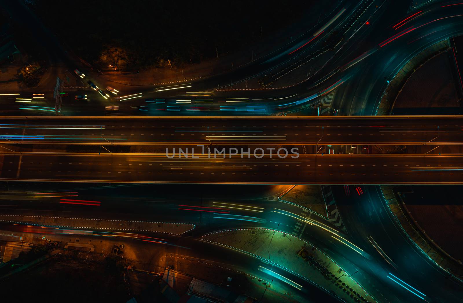 Expressway top view, Road traffic an important infrastructure in Thailand