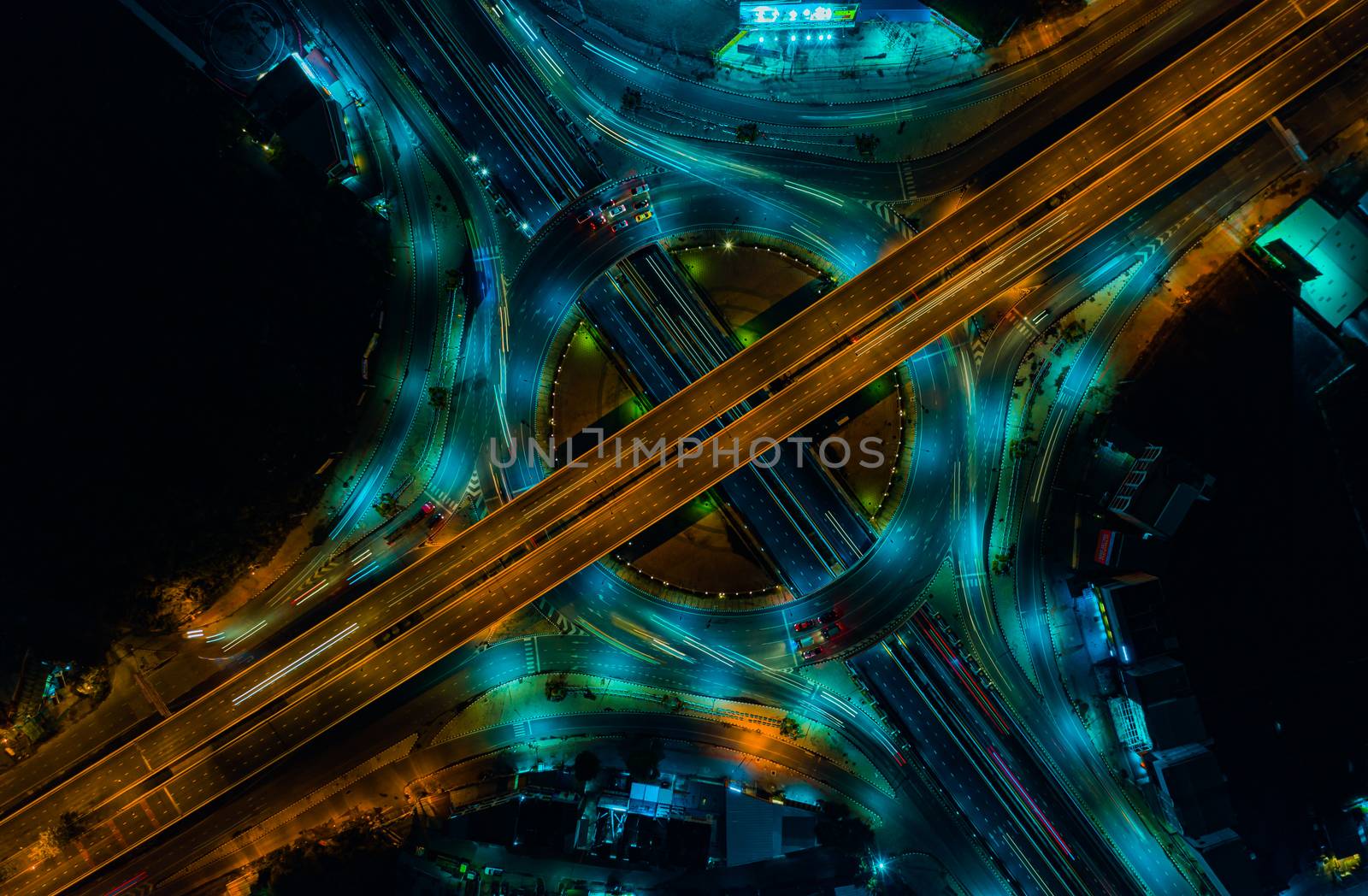 Expressway top view, Road traffic an important infrastructure by PlottyPhoto