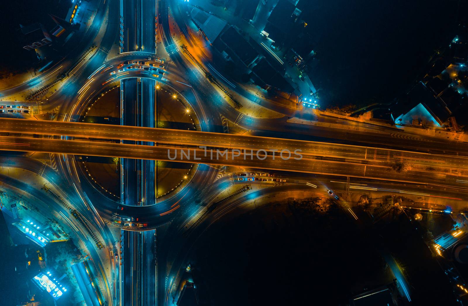 Expressway top view, Road traffic an important infrastructure by PlottyPhoto