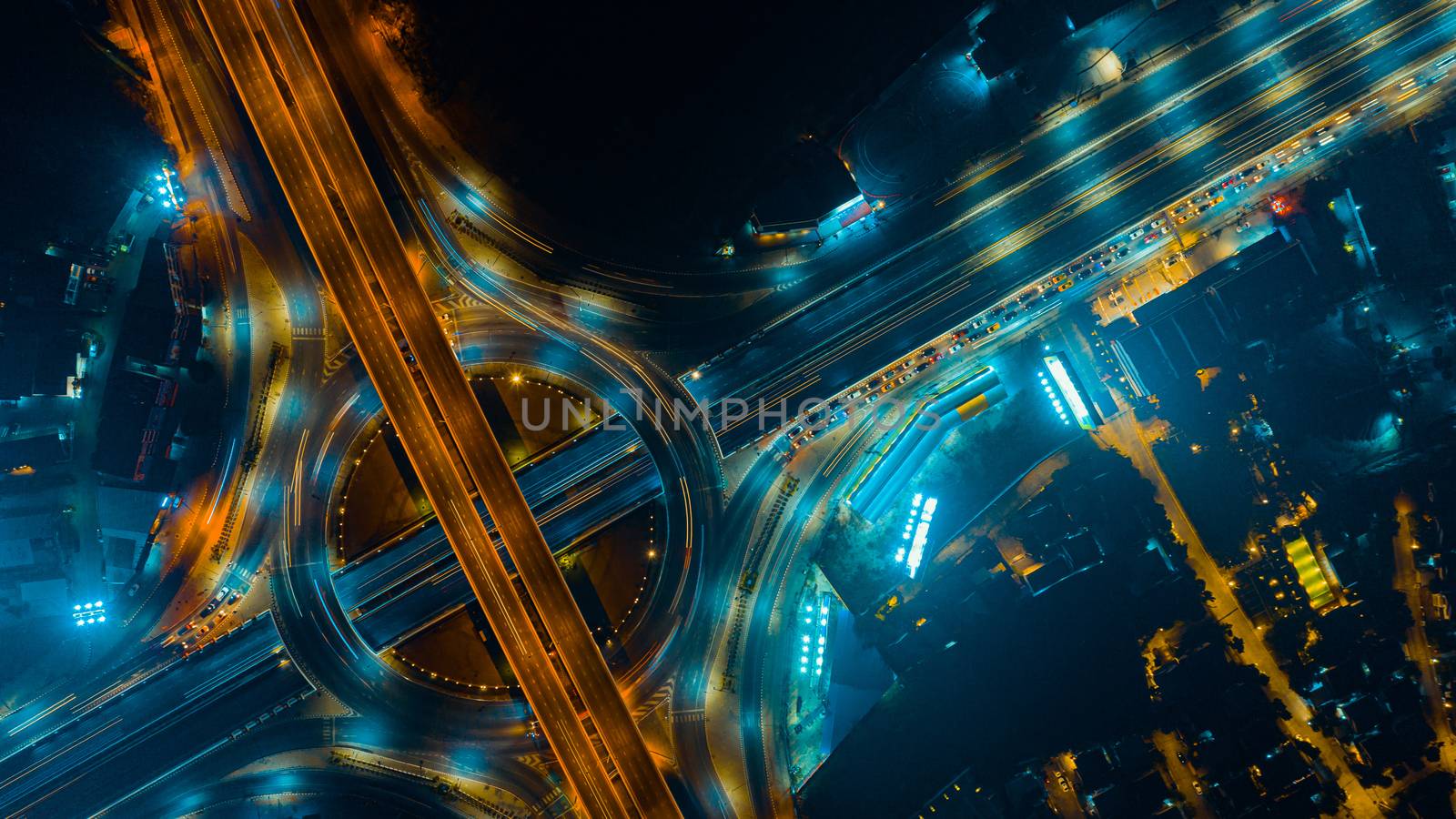 Expressway top view, Road traffic an important infrastructure in Thailand