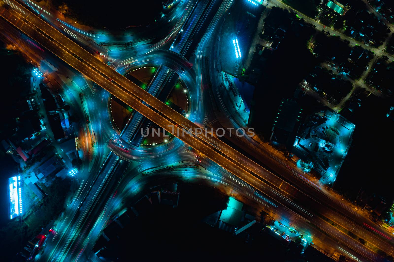 Expressway top view, Road traffic an important infrastructure by PlottyPhoto