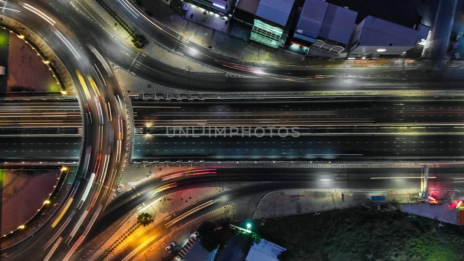 Expressway top view, Road traffic an important infrastructure in Thailand