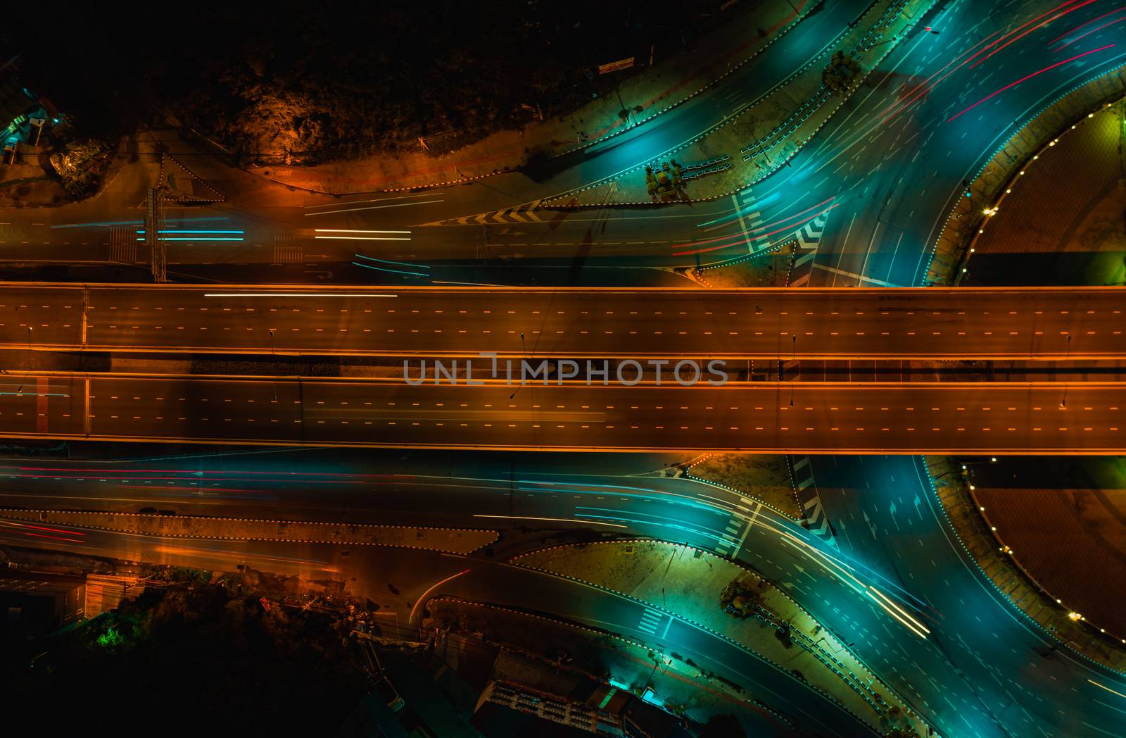 Expressway top view, Road traffic an important infrastructure in Thailand